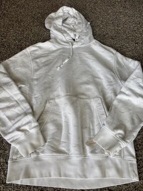 Nike White Hoodie with Subtle Repeated Swoosh